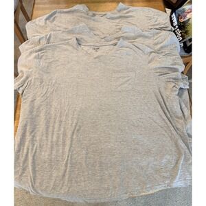LOT of 3 Men's T-shirts 6XL KingSize Short Sleeve w/pockets V-Neck Gray Flaw